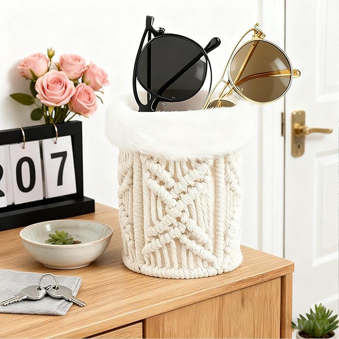 Glasses Holder for Nightstand, Boho Decor Eyeglass Case, Anti-scratch Plush Lined Sunglass Holder, Eyeglass Holder Stand for Desk, Table, Office, Glasses Stand Sunglass Storag Organizer