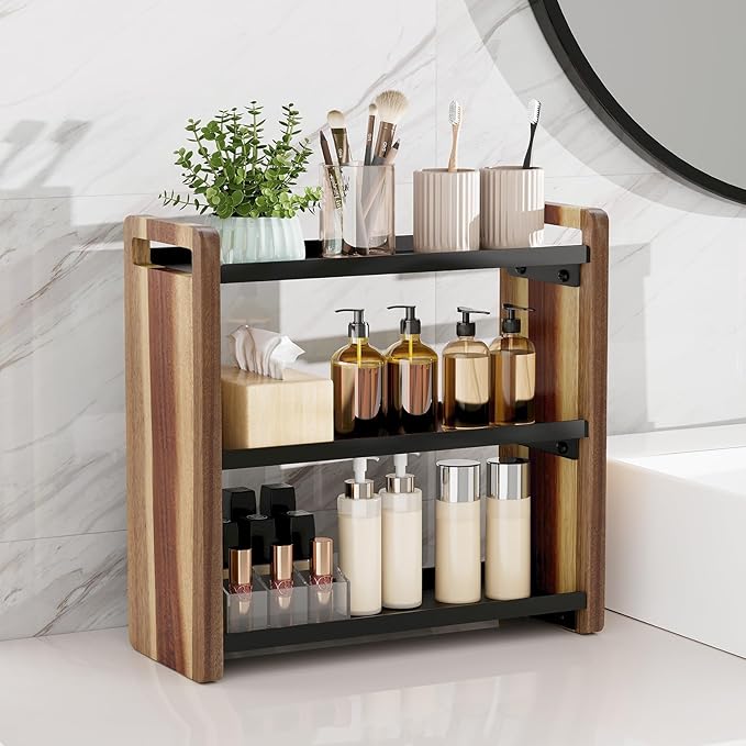 Bathroom Counter Organizer,Bathroom Counter Shelf,Bathrooms Organizers,Under Sink Organizer,Cologne Organizer For Men,Cologne Stand,Spice Rack,Cabinet Organizers(Brown 3 Tier)