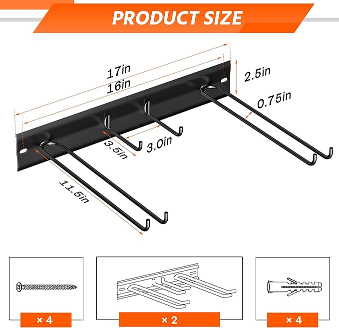 Ultrawall Wall Mount Ski Rack, Garage Ski Storage Rack, Ski Hangers For 8 Pairs of Skis