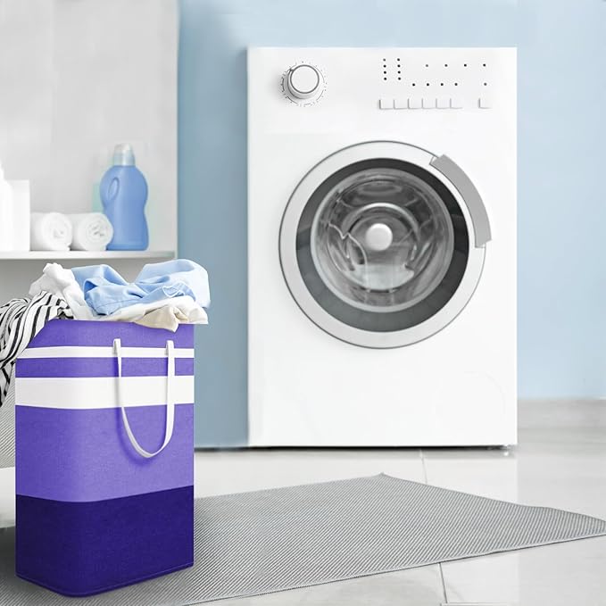 2-Pack Foldable Laundry Basket,Large Laundry Baskets with Handles,Waterproof Laundry Hamper,Collapsible Laundry Hampers for Clothes Organizer 80L (Purple)
