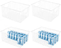 Npro 4 Pack Upright Freezer Organizer Bins - Standup Freezer Organizers Improve Air Circulation, Wire Storage Baskets, White