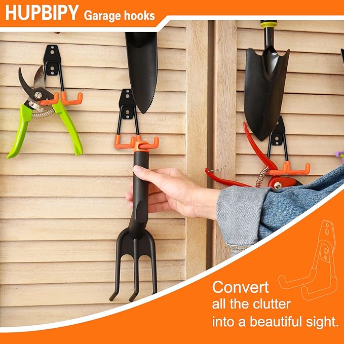 Heavy Duty Garage Hooks 6 Pack, 2.8 inch Small U Shaped Hanger, Wall Mounted Storage System, Power and Garden Tool Organizer, for Hanging Ladders, Hose, Bulk Items and More
