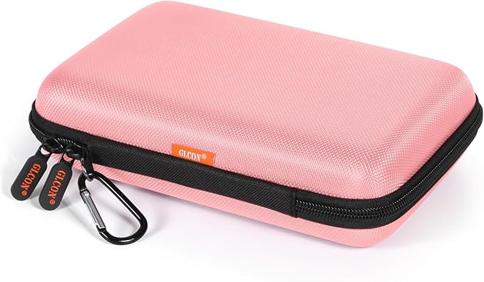 Large Hard Shell Carrying Case for External Hard Drive, Power Bank, Charger, Cable, Heart Monitor, Cell Phone, Electronic Accessories Organizer - Pink Storage Pouch Travel Bag for Girls, Women, Lady