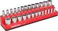 WORKPRO Magnetic Socket Organizer, 1/4-Inch SAE Socket Holder, Socket Trays Holds 26 Pieces Standard Size and Deep Size Sockets(Sockets not Included)