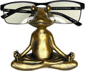Top Brass Yoga Frog Eyeglass Holder – Whimsical Reading Glasses Sunglass Stand – Funny Desk Nightstand Keeper Rack Display – Meditating Zen Lotus Pose Figurine