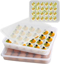 Egg Holder for Refrigerator, Deviled Egg Containers Large Plastic Egg Tray Carrier for Fridge Kitchen Egg Storage Compact Stackable Durable Clear with Lid Fits 48 Eggs 2 Pack