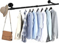 36 inch Industrial Pipe Clothes Rack Wall Mount For Hanging Rod Bar for Laundry Room Up to Max Load 135Lb Black