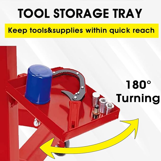 Big RED Steel Rotating Engine Stand with 360 Degree Adjustable Mounting Head and Extra Tool Storage Tray: 5/8 Ton (1,250 lb) Capacity, Red