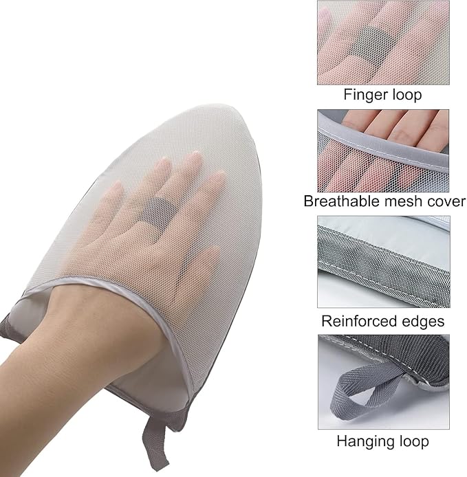 Clothes Steamer Stand Hanger with Steamer Ironing Glove for Steaming Clothes, Handheld Garment Steamer Rack with Grey Mini Handhelded Ironing Pad Board