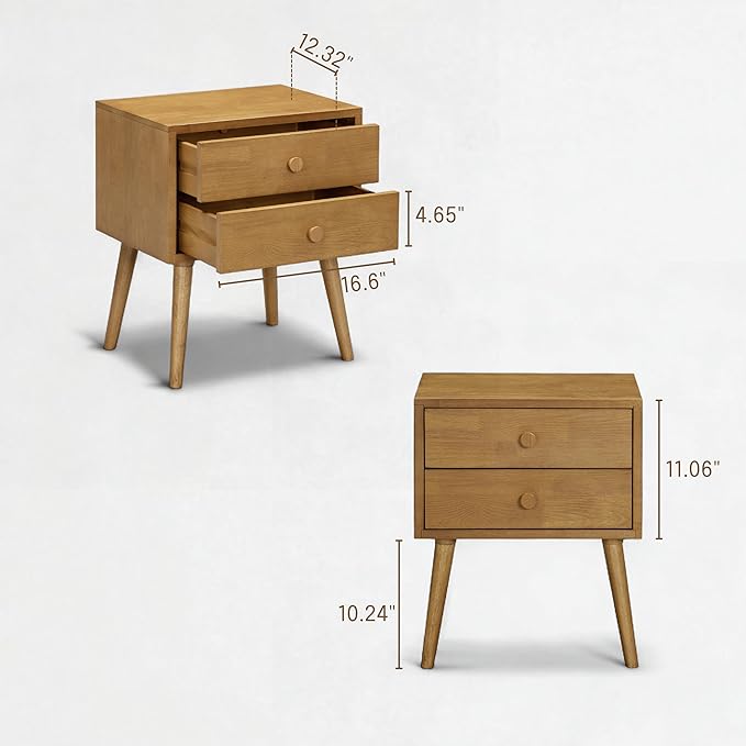 NTC Lux Nightstand with 2 Drawers, Featuring Adaptable Design, 150 lbs Load Capacity, Water-Resistant, Elevate Your Space, Easy Assembly - Rustic Oak
