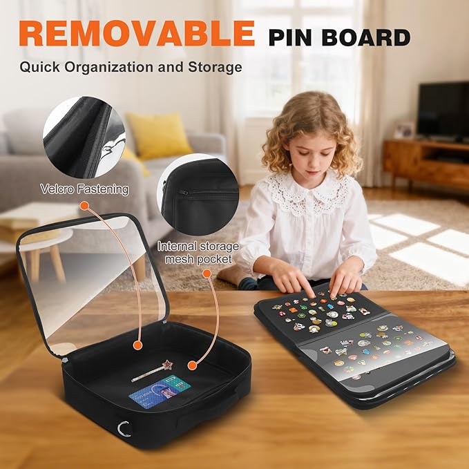Enamel Pin Display Bag & Pin Trading Book for Collectors - Large Capacity 20 Page Pin Board Case with Removable Pages for Travel & Trading