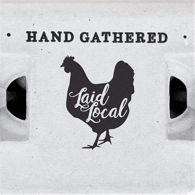90 Egg Cartons- Adorable Printed Vintage Design for Farm Fresh Eggs, Recycled Paper Cardboard, Sturdy & Reusable, Carton Holds up to XL Chicken Eggs (90, Locally Laid Hen)
