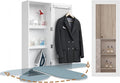 Wall Mount Ironing Board Cabinet, Built in Swivel Ironing Board Folding with Storage & Mirrored Door, White