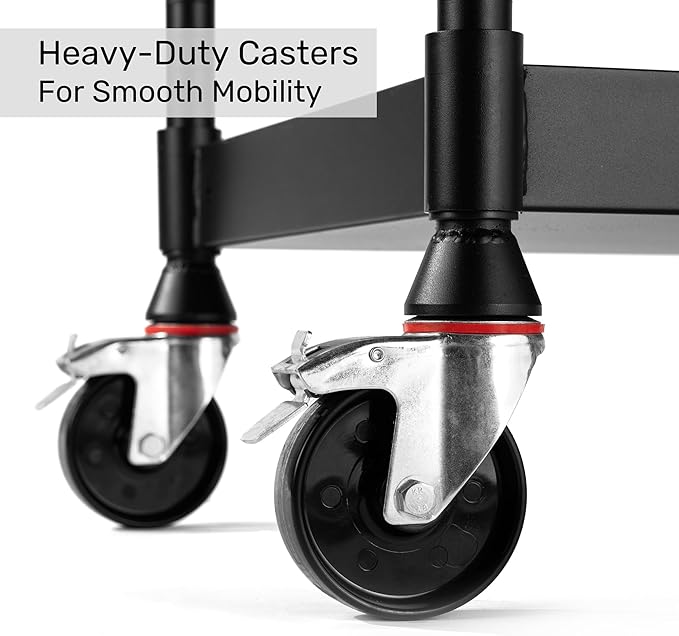 MightyHaul 18" Heavy-Duty Utility Cart with 2 Reversible Shelves, 1,200 lb Capacity, Heavy-Duty Casters for Industrial Use