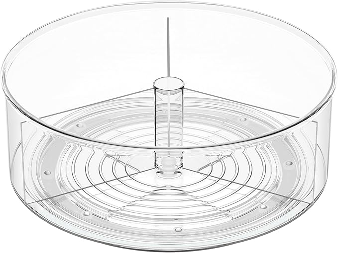 Rotating Drink Mix Organizer, Clear Lazy Susan Turntable for Powder Packet, Water Packet, Water Flavor Packet, Divided Drink Packet Organizer