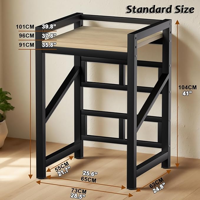 Over The Washer and Dryer Storage Shelf, Widen & 3 Height Adjustable Stacking Rack, Space Saver Washer Dryer Stacking Kit, Thicker Metal Washer Shelf for within 25.5" width (Black, 25.5 Inch)