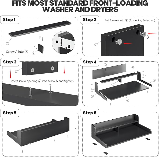 Washer Dryer Countertop with 2-Tier Shelf, 54" W x 27.55" D Laundry Countertop with 2.75" H Guard Edge Rails, Wood Topper with Non-Slip Pad (Pure Wood Color)
