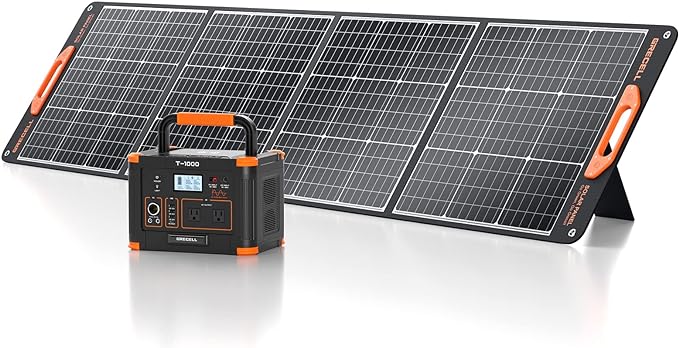 GRECELL 1000W Solar Generator with 200W Portable Solar Panel, 999Wh Portable Power Station Solar Powered Generator Lithium Battery Backup USB-C PD 60W for Outdoor Camping RV Off-grid Home Emergency
