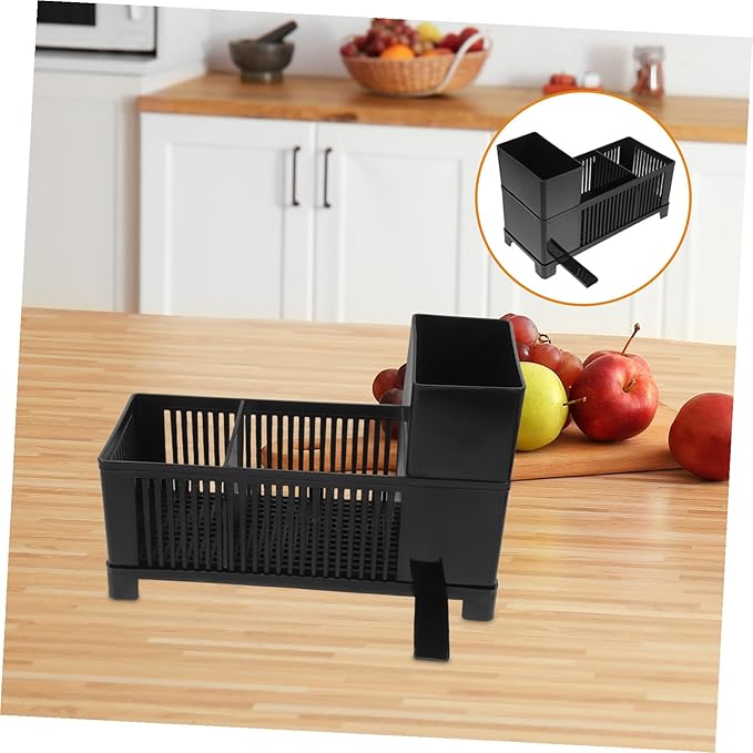 Kitchen Sink Organizer Rack with Efficient Drainage Plastic Sponge Holder and Dishcloth Drying Stand for Countertop Cleaning Tools Soap Bottles and Kitchen Rag Storage