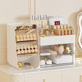 Makeup Organizer with Brush Holder for Vanity,Countertop Makeup Organizer with Drawers,Spacious Cosmetic Display Case,Perfect Storage Solution for Your Beauty Essential