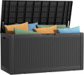 120 Gallon Outdoor Deck Box,Storage Lockable Waterproof Patio Furniture,Garden Tools,Cushions,Pool Accessories Outside Storage Resin Box(Black)