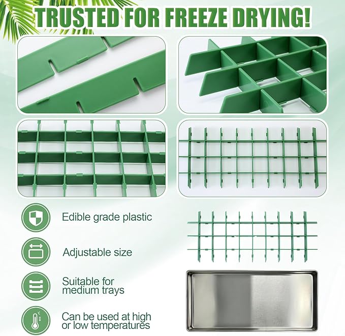 5 Sets Freeze Dryer Tray Dividers, Compatible with Harvest Right Freeze Dryer, Candy Tray Dividers Accessories(Medium,Green)