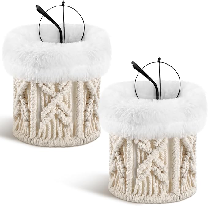 Geelin 2 Pcs Glasses Holder for Nightstand Eyeglass Stand Boho Fuzzy Decor for Office Desk Organizer Bedside