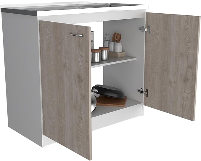 Tuhome Napoles Laundry Sink, Utility Sink with Stainless Steel Integrated Sink, Cabinet and Pull-Out Faucet Cabinet Combo for Laundry Room, Utility Room, Bathroom and Kitchen
