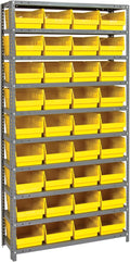 Quantum Storage Systems 1875-208YL Store More Steel Shelving Unit with 6" Shelf Bins, 18" D x 36" W x 75" H, Yellow