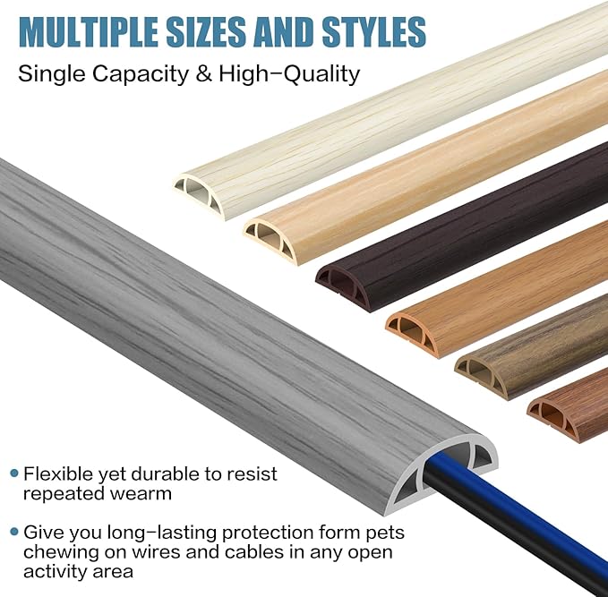 Floor Cord Covers for Wires 3.3FT Cable Hider Wire Cover Self Adhesive Cord Hider Floor for Offices, Homes, Workshops, Warehouses Cable Cavity 0.39" W x 0.27" H