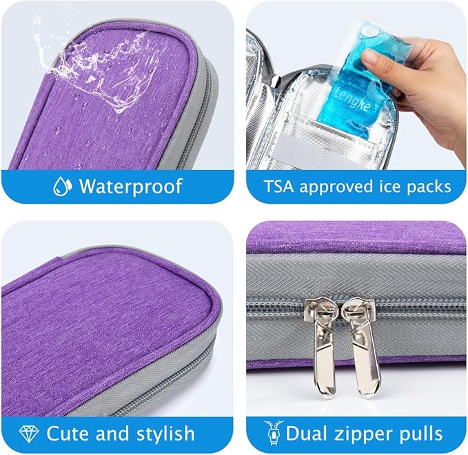 YOUSHARES Insulin Cooler Travel Case - TSA Approved for Ozempic, Mounjaro Injection Pen, Diabetic Medication Cooling Bag for Zepbound, Refrigerated Diabetes Storage Kit with 2 Ice Pack
