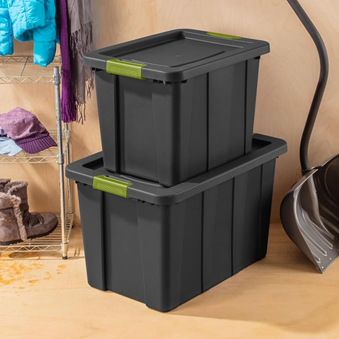 Sterilite 8-Pack Storage Bins with Lids, Heavy Duty Totes, Tuff1, 30 Gallon, Flat Gray