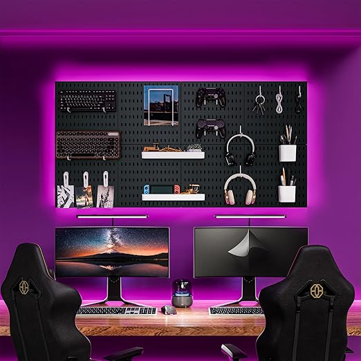 Pegboard Combination Kit for Wall Organizer, Wall Mounted Peg Board Kits for Kitchen, Bedroom, Office, &Bathroom, 4 Pieces Black Pegboards and 14 Accessories, 22" x 22"