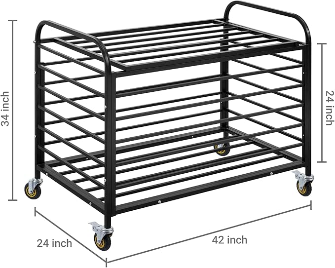 MyGift Professional Black Metal Rolling Sports Ball Storage Cart with Lid