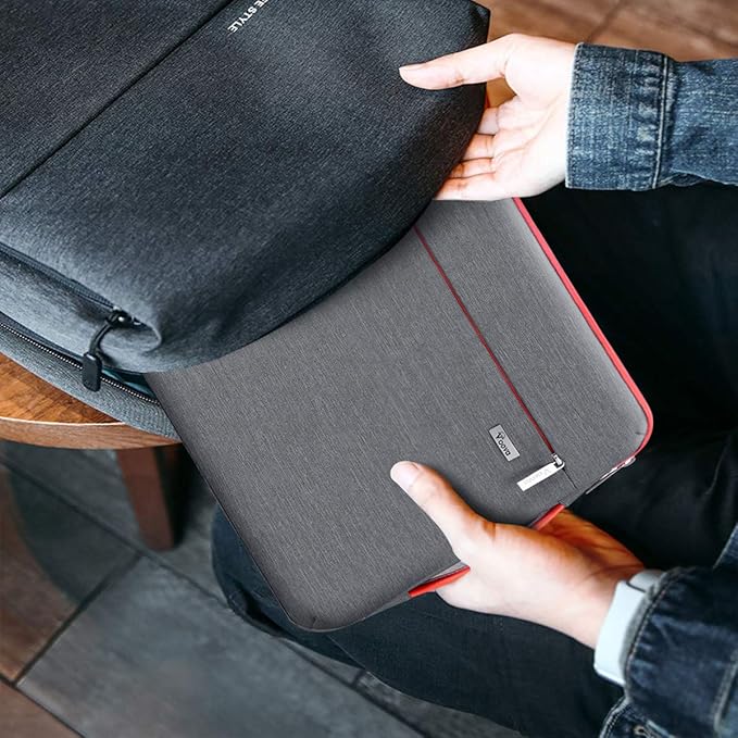 Voova Laptop Sleeve Case 14 15 Inch with Handle, 360° Protective Waterproof Slim Computer Bag Cover Compatible with MacBook Air 15 M2/M3/M4 2024-2025, MacBook Pro 14, Hp Chromebook 14, Grey