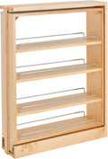Rev-A-Shelf 6" Pull Out Shelf Organizer for Base Kitchen Cabinets, Filler Spice Rack Seasoning Storage Holder w/Soft-Close, Wood, 432-BFBBSC-6C