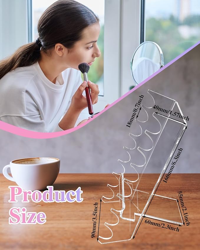 2 Pcs Acrylic Makeup Brush Holder, 16 Tier Unique Clear Paint Brush Drying Rack Hair Brush Holder for Women, Acrylic Pen Holder Display Stand for Home School Office or Store Use