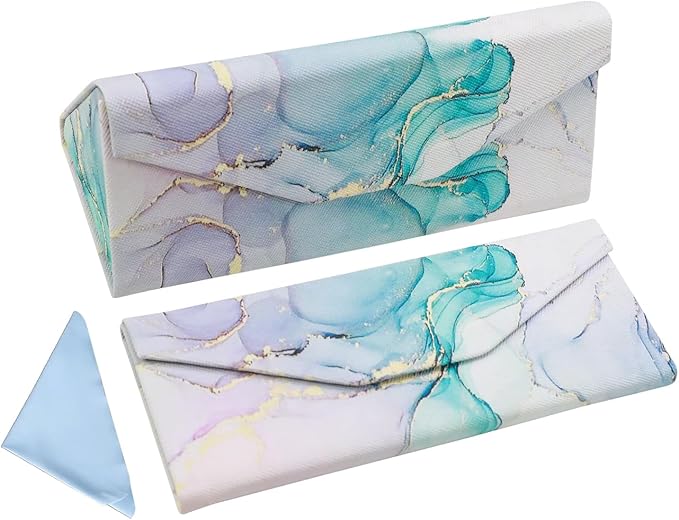 Foldable Glasses Case, Magnetic PU Leahter Sunglasses Case, Cute Hard Shell Folding Eyeglass Cases for Women Kids