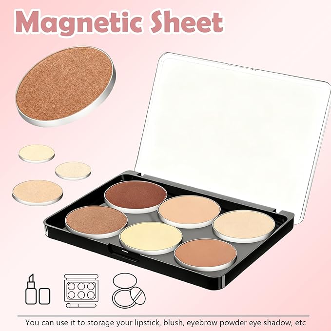 LANIAKEA 6PCS Large Magnetic Makeup Palette with Clear Top 9.25'' x6.57'' Empty Eyeshadow Pan Dispensing Storage Box for DIY Cosmetics Eyeshadow Blush Powder