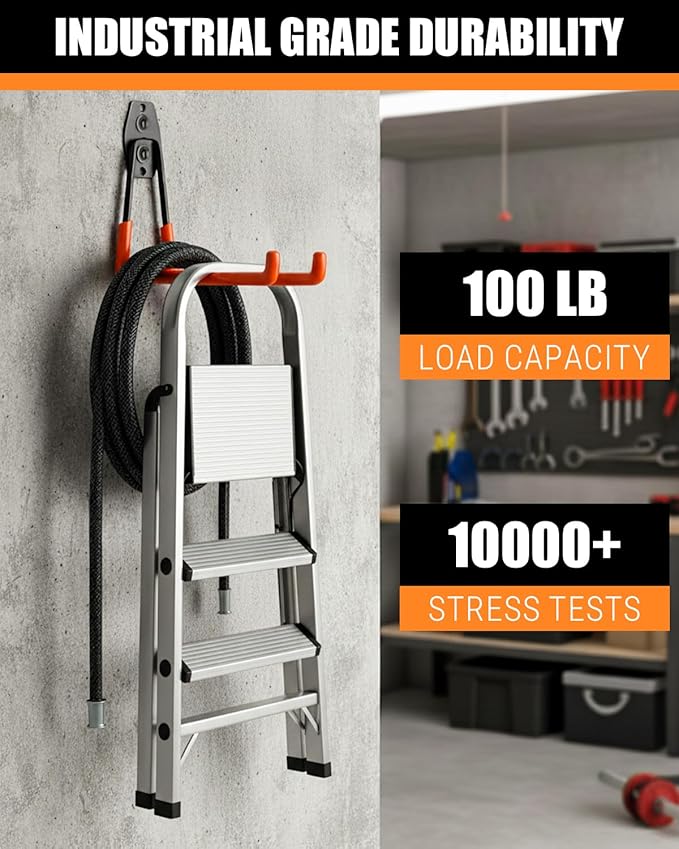 WMK 7.3'' Garage Hooks Heavy Duty Wall Hook, 4 Pack Garage Storage Hook, Wall Mount Utility Garage Hooks for Hanging Tools Bike Ladder (Orange)