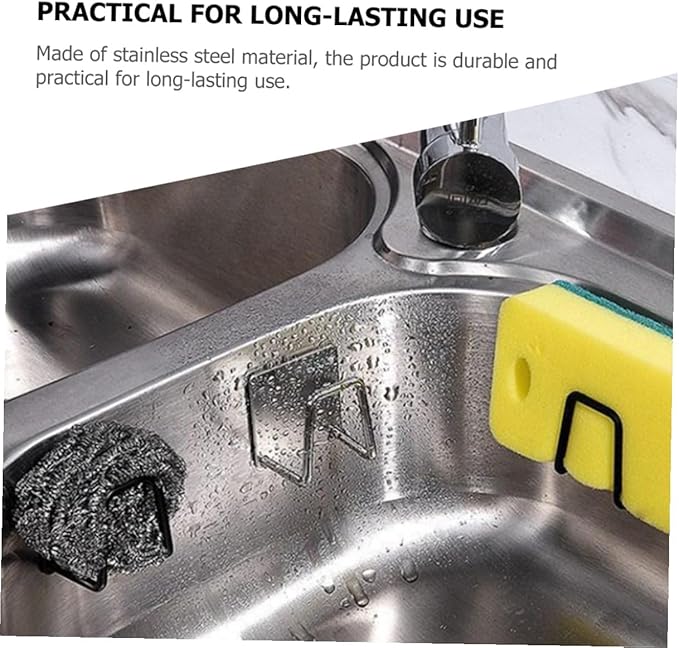 Garneck 4Pcs Stainless Steel Kitchen Sink Sponge Holder Sponge and Dishcloth Storage Racks Organizer for Kitchen Counter and Bathroom Reusable Drain Tray for Cleaning Tools