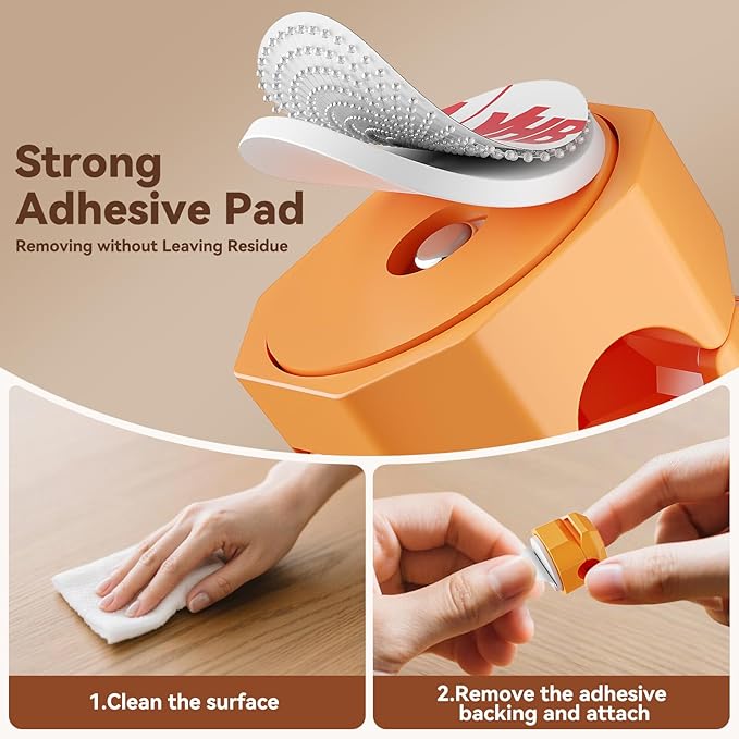 12 Pack Rotatable Cable Clips,Spring Cord Organizer Desk Cable Management Cord Holder Adhesive Phone Charger Cord Clips for Home Office Car Wall Nightstand Accessories Orange
