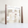 GemeShou 5 Tiers Walnut Earring display stands for selling, Wooden Jewelry Shelf, Earring Storage Organizer, Brass earring holders with 30 PVC cards for stud Dangle Hoop【Walnut 5-Tier】