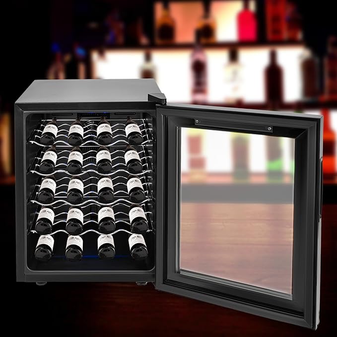 20 Bottle Wine Cooler, Small Wine Fridge Freestanding Wine Fridge with 65-64℉ Digital Temperature Control, Countertop Wine Cooler Refrigerator for Red, White and Sparkling Wine Storage