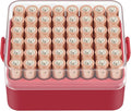 ALCYON Battery Organizer Storage Case, Battery Vault Box Container for 48pcs AAA Batteries, Plastic Clear Protective Battery Holder for Travelling/Home/Office (Red, Small)