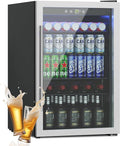 145 Can Freestanding Beverage Refrigerator, 4.5Cu. Ft Mini Fridge with Adjustable Shelvesr and Quiet Compressor, Small Refrigerator with Temperature Control for Soda, Beer or Wine
