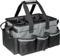 Boczif Cleaning Caddy Bag Wearable, Supplies Organizer With Handle, Shoulder Straps & Detachable Divide, Tool Organizers Tote for Cleaners & Housekeepers (Grey)