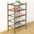 Smiry Bamboo Shoe Rack for Closet, 5 Tier Small Wooden Stackable Shoe Organizer, Free Standing Shoes Storage Shelf for Entryway, Front Door Entrance, Walnut