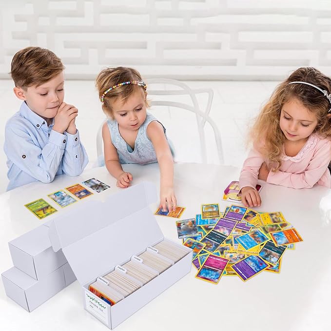 Trading Card Storage Box, Cardboard Storage Boxes with Dividers for Baseball, Sports, Game, Playing Card Collection Organizer, pack of 3