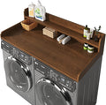 2-Tier Washer and Dryer Countertop with 2.75" H Guard,54" W x 27.5" D Laundry Countertop Cover with Non-Slip Pad,Large Space Laundry Topper for Folding Clothes Over Washer and Dryer-Brown
